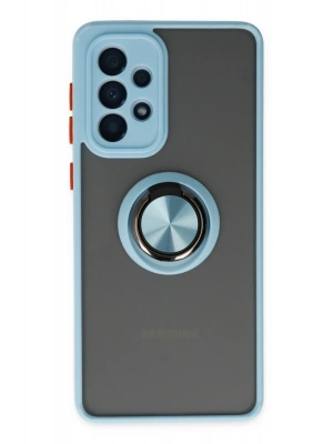 Newface Samsung Galaxy A33 5G Kılıf Montreal Yüzüklü Silikon Kapak - Buz Mavi