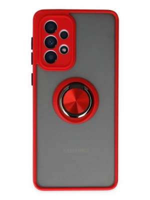 Newface Samsung Galaxy A33 5G Kılıf Montreal Yüzüklü Silikon Kapak - Kırmızı