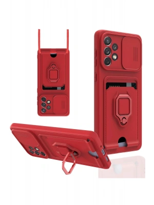 Newface Samsung Galaxy A33 5G Kılıf Zuma Kartvizitli Yüzüklü Silikon - Kırmızı