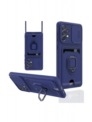 Newface Samsung Galaxy A33 5G Kılıf Zuma Kartvizitli Yüzüklü Silikon - Lacivert