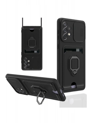 Newface Samsung Galaxy A33 5G Kılıf Zuma Kartvizitli Yüzüklü Silikon - Siyah