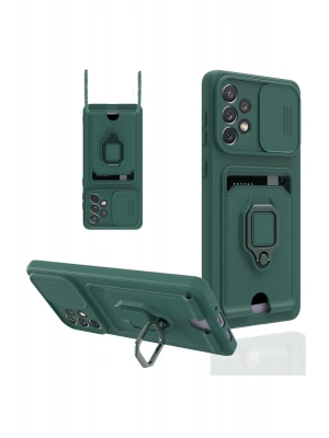 Newface Samsung Galaxy A33 5G Kılıf Zuma Kartvizitli Yüzüklü Silikon - Yeşil