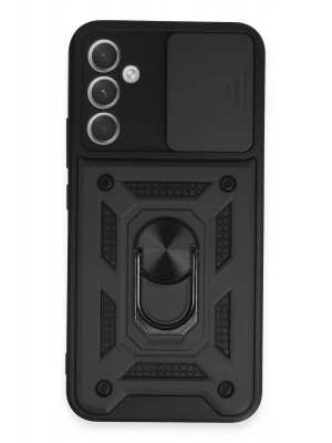 Newface Samsung Galaxy A34 5G Kılıf Pars Lens Yüzüklü Silikon - Siyah