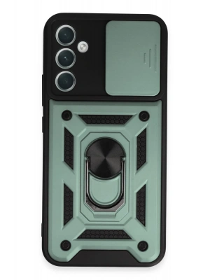 Newface Samsung Galaxy A34 5G Kılıf Pars Lens Yüzüklü Silikon - Yeşil