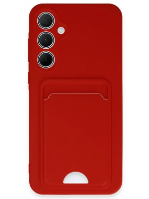 Newface Samsung Galaxy A35 5G Kılıf Kelvin Kartvizitli Silikon - Kırmızı