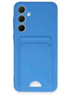 Newface Samsung Galaxy A35 5G Kılıf Kelvin Kartvizitli Silikon - Mavi