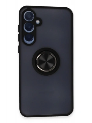 Newface Samsung Galaxy A35 5G Kılıf Montreal Yüzüklü Silikon Kapak - Siyah