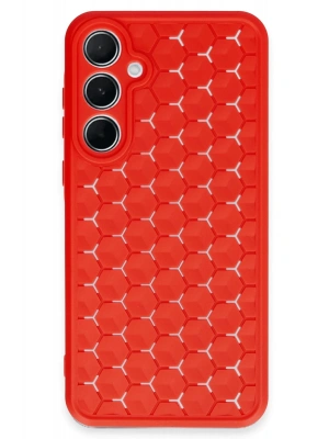 Newface Samsung Galaxy A35 5G Kılıf Petek Silikon Kapak - Kırmızı