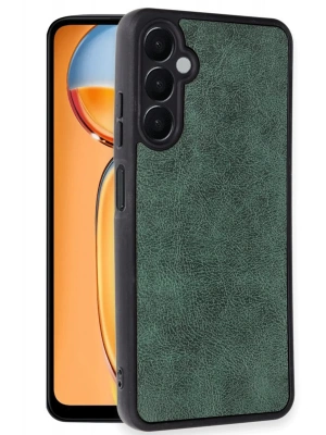 Newface Samsung Galaxy A36 Kılıf Aras Deri Kapak - Koyu Yeşil