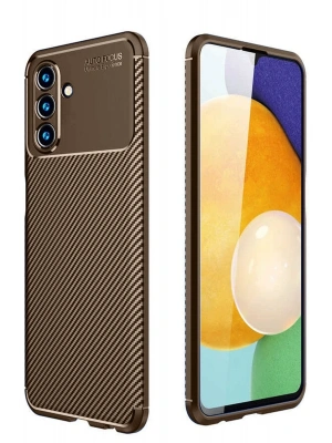 Newface Samsung Galaxy A36 Kılıf Auto Focus Karbon Kapak - Kahverengi