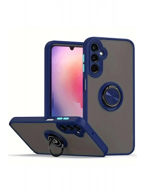 Newface Samsung Galaxy A36 Kılıf Montreal Yüzüklü Silikon Kapak - Lacivert