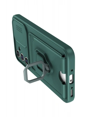 Newface Samsung Galaxy A36 Kılıf Zuma Kartvizitli Yüzüklü Silikon - Yeşil