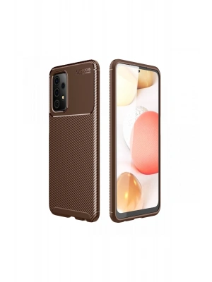 Newface Samsung Galaxy A52 Kılıf Auto Focus Karbon Kapak - Kahverengi
