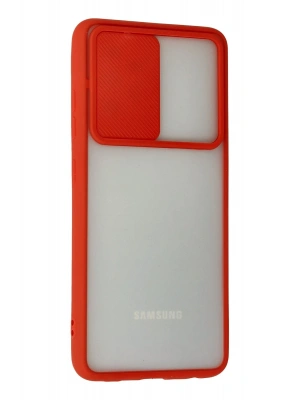 Newface Samsung Galaxy A52 Kılıf Palm Buzlu Kamera Sürgülü Silikon - Kırmızı