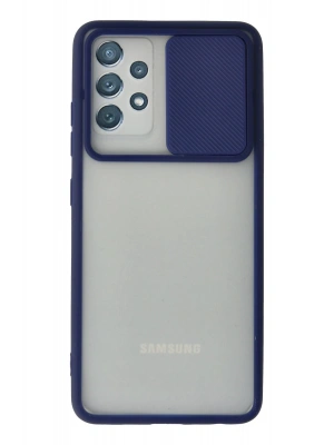 Newface Samsung Galaxy A52 Kılıf Palm Buzlu Kamera Sürgülü Silikon - Lacivert