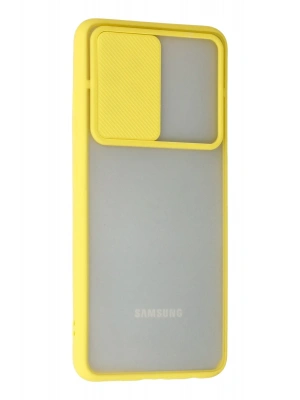 Newface Samsung Galaxy A52 Kılıf Palm Buzlu Kamera Sürgülü Silikon - Sarı