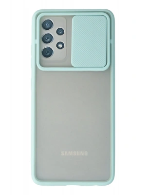 Newface Samsung Galaxy A52 Kılıf Palm Buzlu Kamera Sürgülü Silikon - Turkuaz