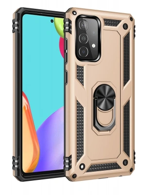 Newface Samsung Galaxy A52 Kılıf Sofya Yüzüklü Silikon Kapak - Gold