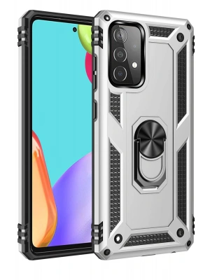 Newface Samsung Galaxy A52 Kılıf Sofya Yüzüklü Silikon Kapak - Gümüş