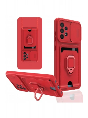 Newface Samsung Galaxy A52 Kılıf Zuma Kartvizitli Yüzüklü Silikon - Kırmızı