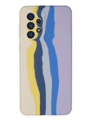 Newface Samsung Galaxy A53 5G Kılıf Ebruli Lansman Silikon - Sarı-Lila