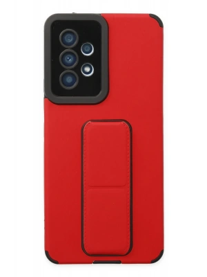 Newface Samsung Galaxy A53 5G Kılıf Mega Standlı Silikon - Kırmızı