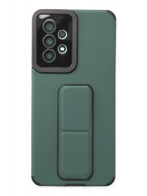 Newface Samsung Galaxy A53 5G Kılıf Mega Standlı Silikon - Yeşil