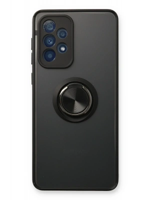 Newface Samsung Galaxy A53 5G Kılıf Montreal Yüzüklü Silikon Kapak - Siyah