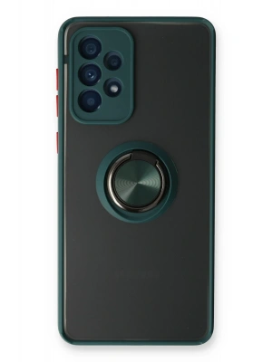 Newface Samsung Galaxy A53 5G Kılıf Montreal Yüzüklü Silikon Kapak - Yeşil