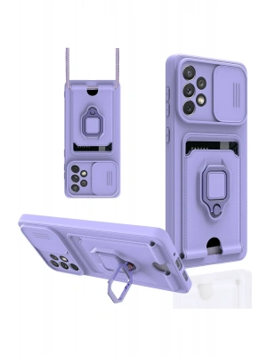 Newface Samsung Galaxy A53 5G Kılıf Zuma Kartvizitli Yüzüklü Silikon - Lila
