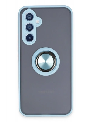 Newface Samsung Galaxy A54 5G Kılıf Montreal Yüzüklü Silikon Kapak - Buz Mavi