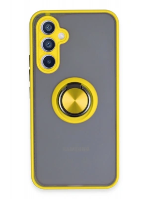 Newface Samsung Galaxy A54 5G Kılıf Montreal Yüzüklü Silikon Kapak - Sarı