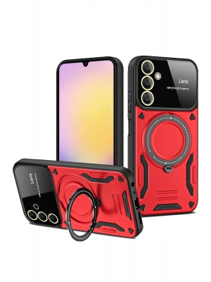 Newface Samsung Galaxy A55 5G Kılıf Joy Lens Standlı Kapak - Kırmızı