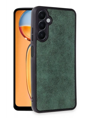 Newface Samsung Galaxy A56 Kılıf Aras Deri Kapak - Koyu Yeşil
