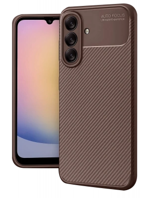 Newface Samsung Galaxy A56 Kılıf Auto Focus Karbon Kapak - Kahverengi