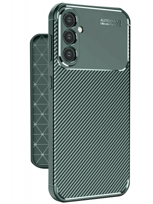 Newface Samsung Galaxy A56 Kılıf Auto Focus Karbon Kapak - Koyu Yeşil