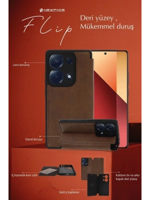 Newface Samsung Galaxy A56 Kılıf Flip Cover - Kırmızı