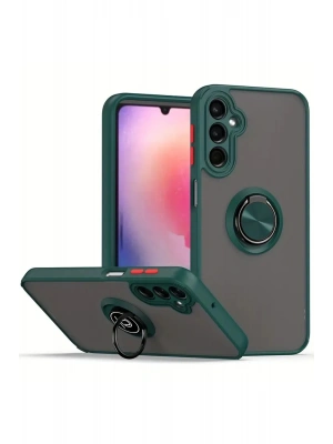 Newface Samsung Galaxy A56 Kılıf Montreal Yüzüklü Silikon Kapak - Yeşil