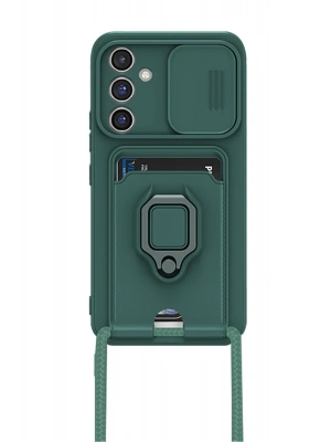 Newface Samsung Galaxy A56 Kılıf Zuma Kartvizitli Yüzüklü Silikon - Yeşil