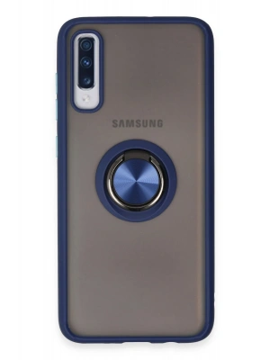 Newface Samsung Galaxy A70 Kılıf Montreal Yüzüklü Silikon Kapak - Lacivert