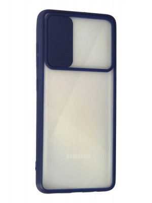Newface Samsung Galaxy A71 Kılıf Palm Buzlu Kamera Sürgülü Silikon - Lacivert
