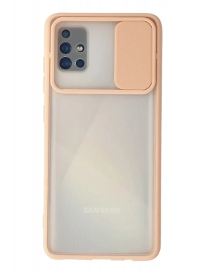 Newface Samsung Galaxy A71 Kılıf Palm Buzlu Kamera Sürgülü Silikon - Pembe