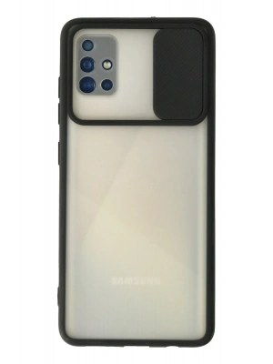 Newface Samsung Galaxy A71 Kılıf Palm Buzlu Kamera Sürgülü Silikon - Siyah