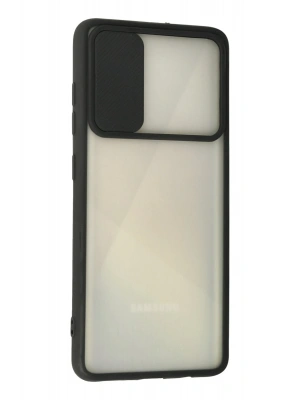 Newface Samsung Galaxy A71 Kılıf Palm Buzlu Kamera Sürgülü Silikon - Siyah