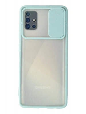 Newface Samsung Galaxy A71 Kılıf Palm Buzlu Kamera Sürgülü Silikon - Turkuaz