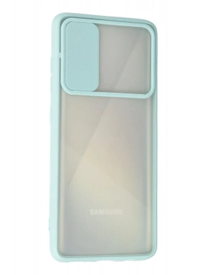 Newface Samsung Galaxy A71 Kılıf Palm Buzlu Kamera Sürgülü Silikon - Turkuaz