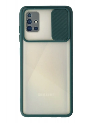 Newface Samsung Galaxy A71 Kılıf Palm Buzlu Kamera Sürgülü Silikon - Yeşil