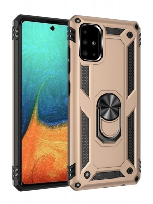 Newface Samsung Galaxy A71 Kılıf Sofya Yüzüklü Silikon Kapak - Gold