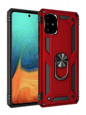 Newface Samsung Galaxy A71 Kılıf Sofya Yüzüklü Silikon Kapak - Kırmızı