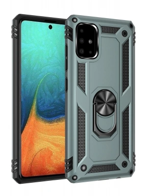 Newface Samsung Galaxy A71 Kılıf Sofya Yüzüklü Silikon Kapak - Yeşil